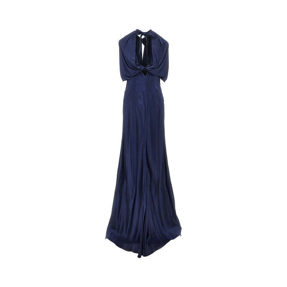 Alberta Ferretti Satin Long Dress With Cape
